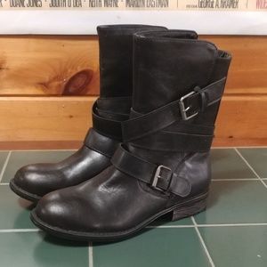 Black Vegan Leather Moto Boot